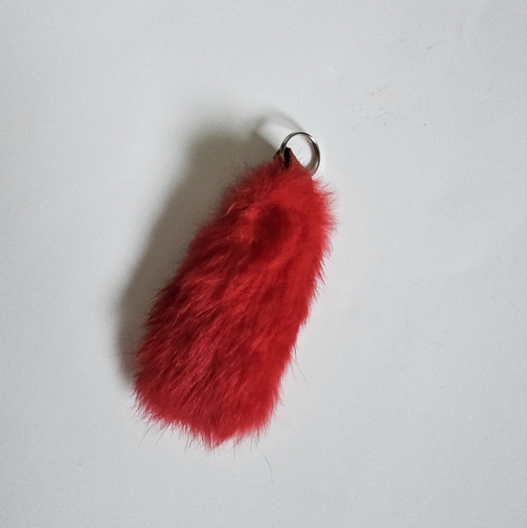 Red Rabbit Fur Keychain Accessory Lucky - Picture 2 of 4